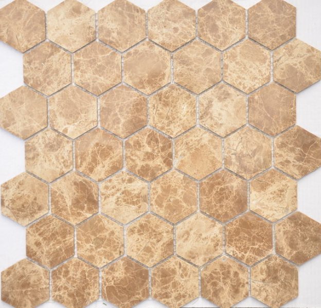 Мозаика Emperador light MAT hex 18x30x6 295x305x6
